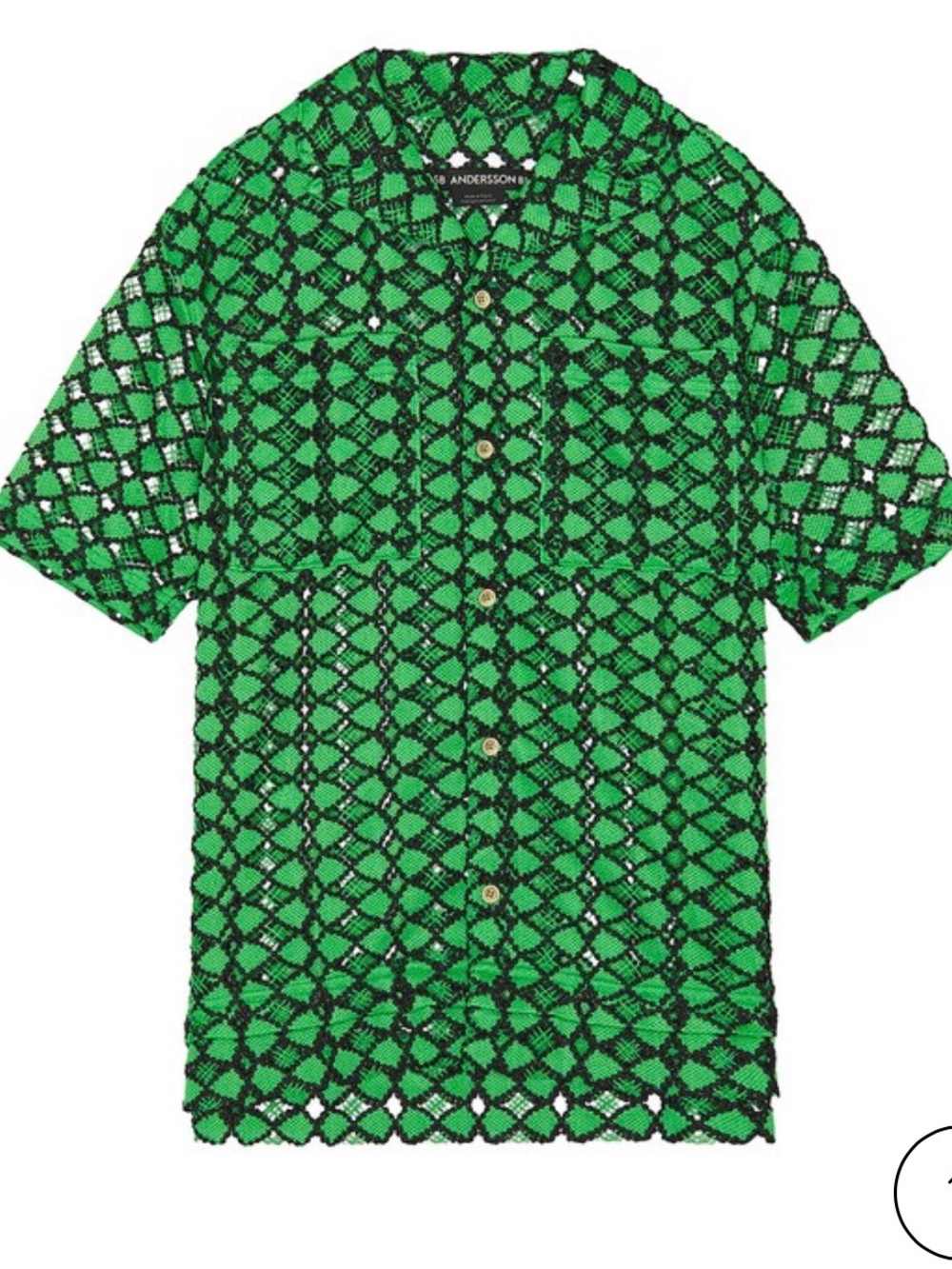 Andersson Bell Green and Black Letto sheer Open collar shirt